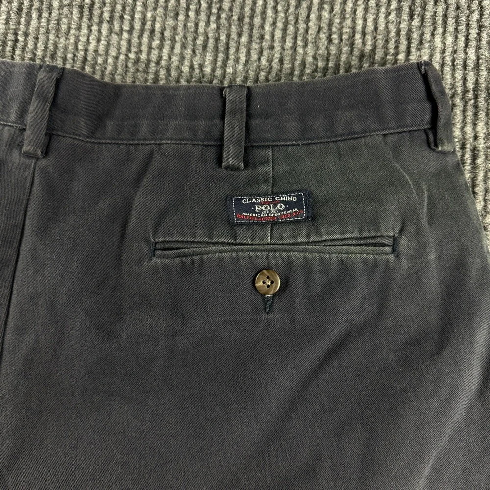 VTG Polo Ralph Lauren Mens Prospect Short Navy Blue Classic Chino Cotton Size 35